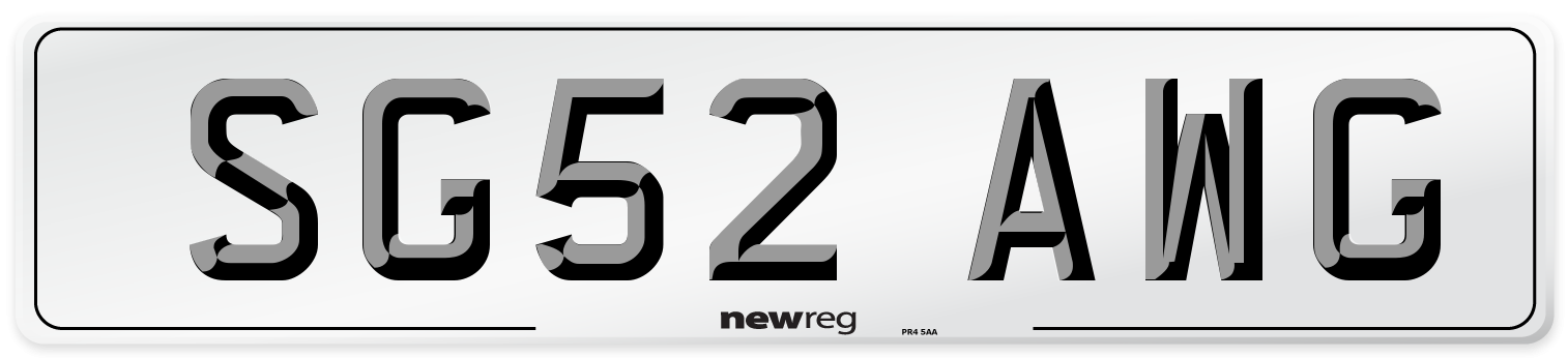 SG52 AWG Number Plate from New Reg